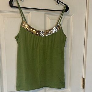 Old Navy Olive Green Sequin-Trim Camisole